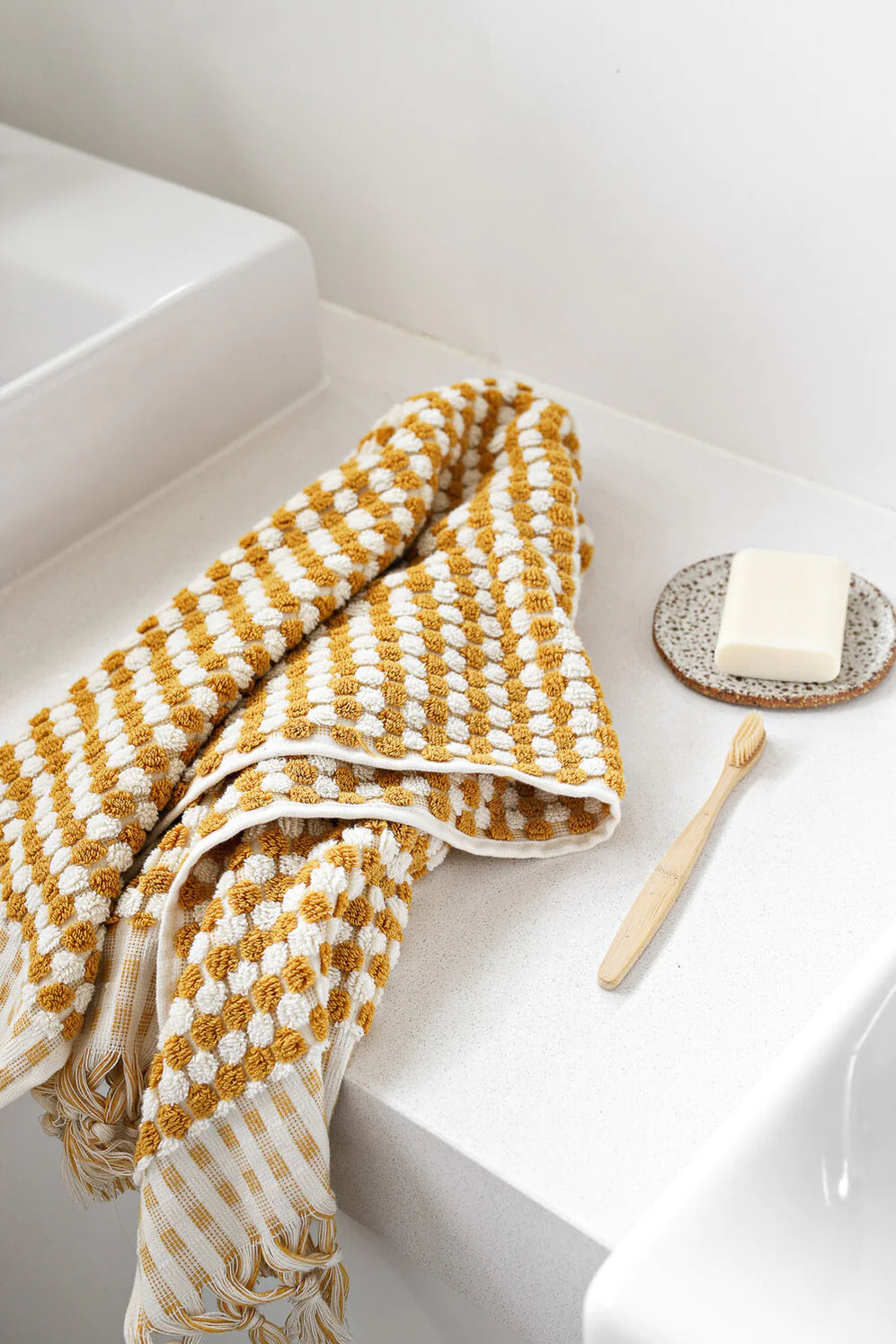 Turkish Cotton Hand Towel - Mustard Yellow