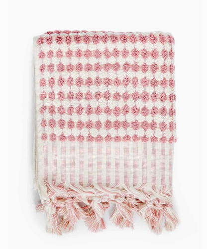 Pompom Turkish Cotton Hand Towel - Pink Clay