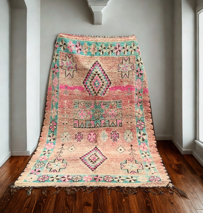 Pink and Light Blue Vintage Moroccan Boujaad Rug -  3000 x 1900 mm