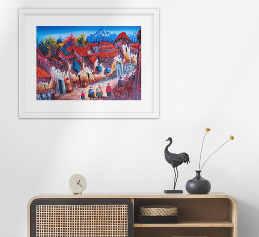 Acrylic Hand Painting unframe 50 cm  x 42 cm - Cusco