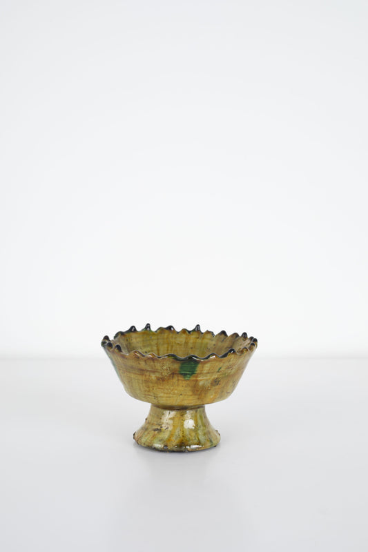 Moroccan Mustard Zig Zag Pedestal Bowl - Small