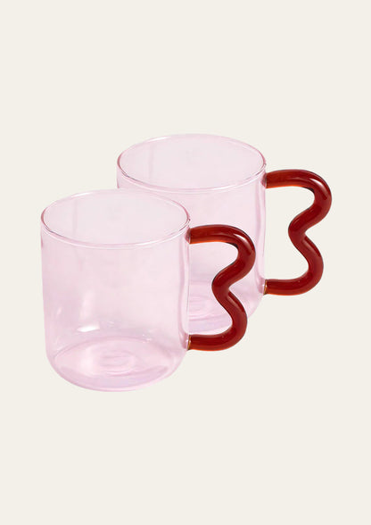 Bonbon Glass Cup - Pink With Amber Handle