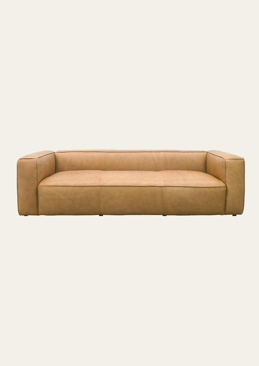 Stirling 3 Seater Italian Leather Sofa - Camel