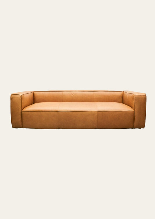 Stirling 3 Seater Italian Leather Sofa - Chestnut