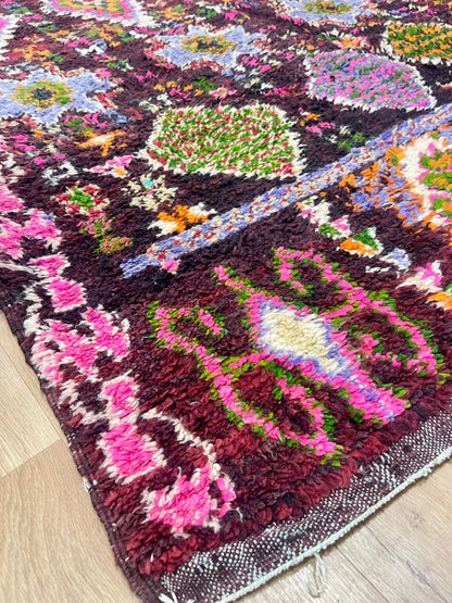 Vintage Moroccan Boujaad Rug - Geometric pink  -  365 x 200 mm