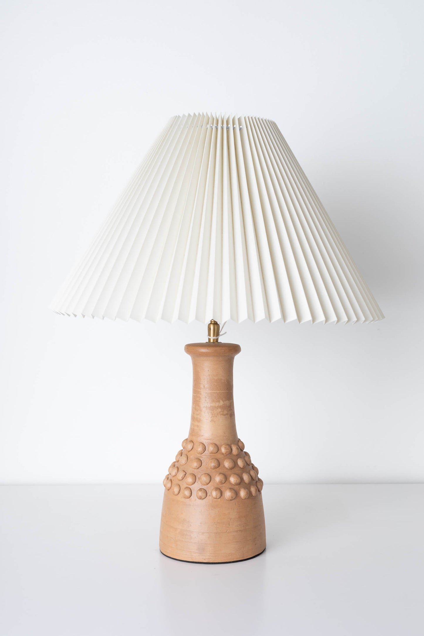 Terracotta Table Lamp w/ Pleated Lamp Shade