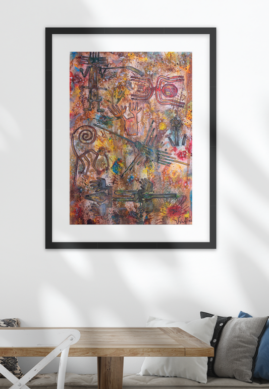 Original ARTwork acrylic Nasca lines - unframed 36 cm x 50 cm