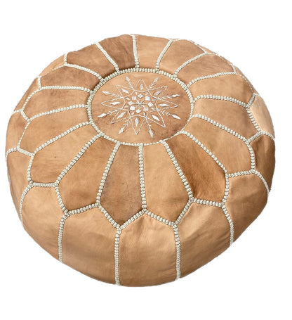 Bohzali Moroccan Leather Pouf nz Natural Oiled