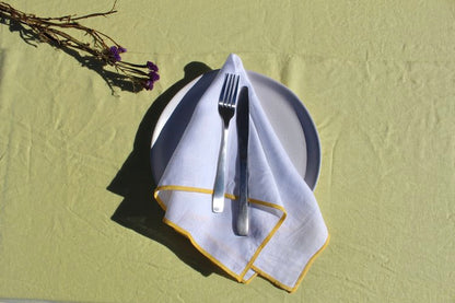 White with Beeswax Contrast Hem Napkin - Set of Four