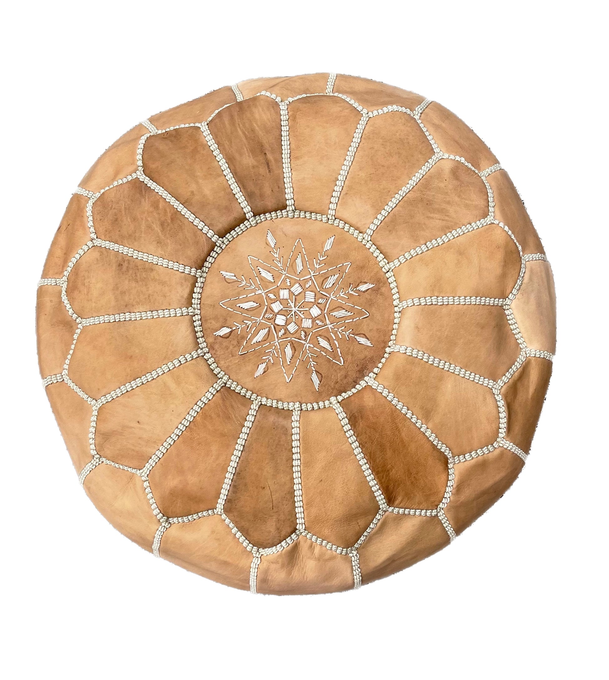 Bohzali Moroccan Leather Pouf nz Natural Oiled