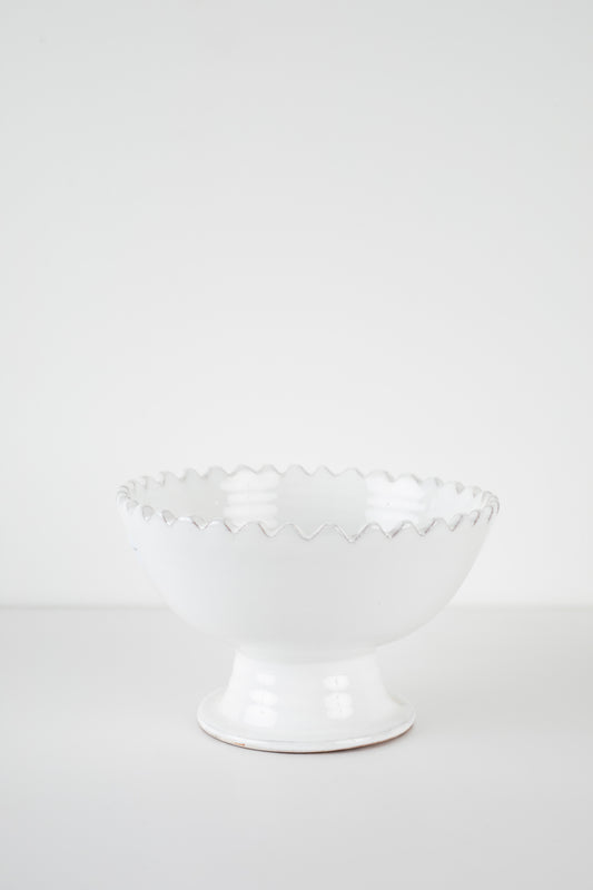 Moroccan White Zigzag Pedestal Bowl