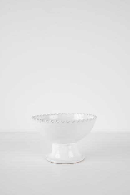 Moroccan White Zigzag Pedestal Bowl