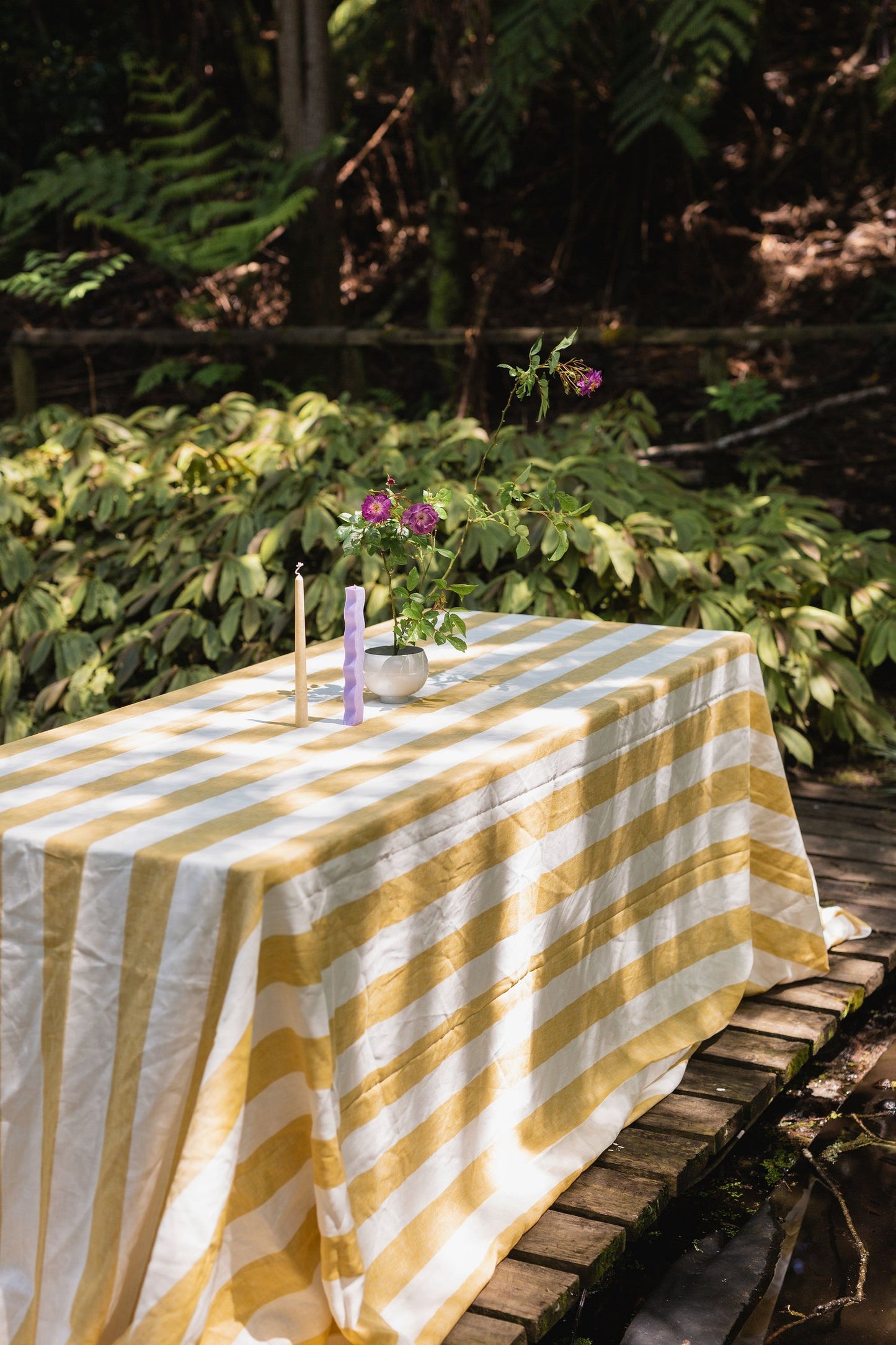 Beeswax & White Stripe Rectangle Tablecloth