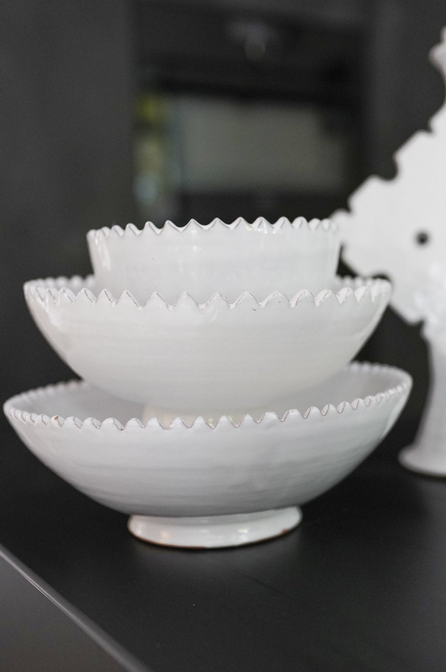 Moroccan White Zigzag bowl bohzali nz